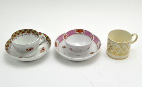 A group of 19th century English porcelain tea wares, comprising a single tea cup,
