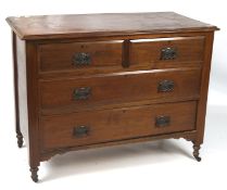 An early 20th century mahogany chest of drawers, two short drawers over two long drawers,