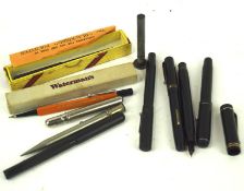 An assortment of vintage pens, to include Blackbird self filling fountain pen,