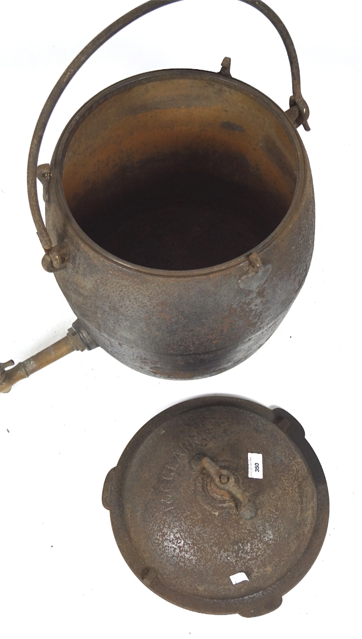 A large 19th century cast iron T&C Clarke Co 8 gallon pressure cooker, - Image 3 of 3