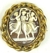 A 19th century carved cameo brooch in pinch beck mount,