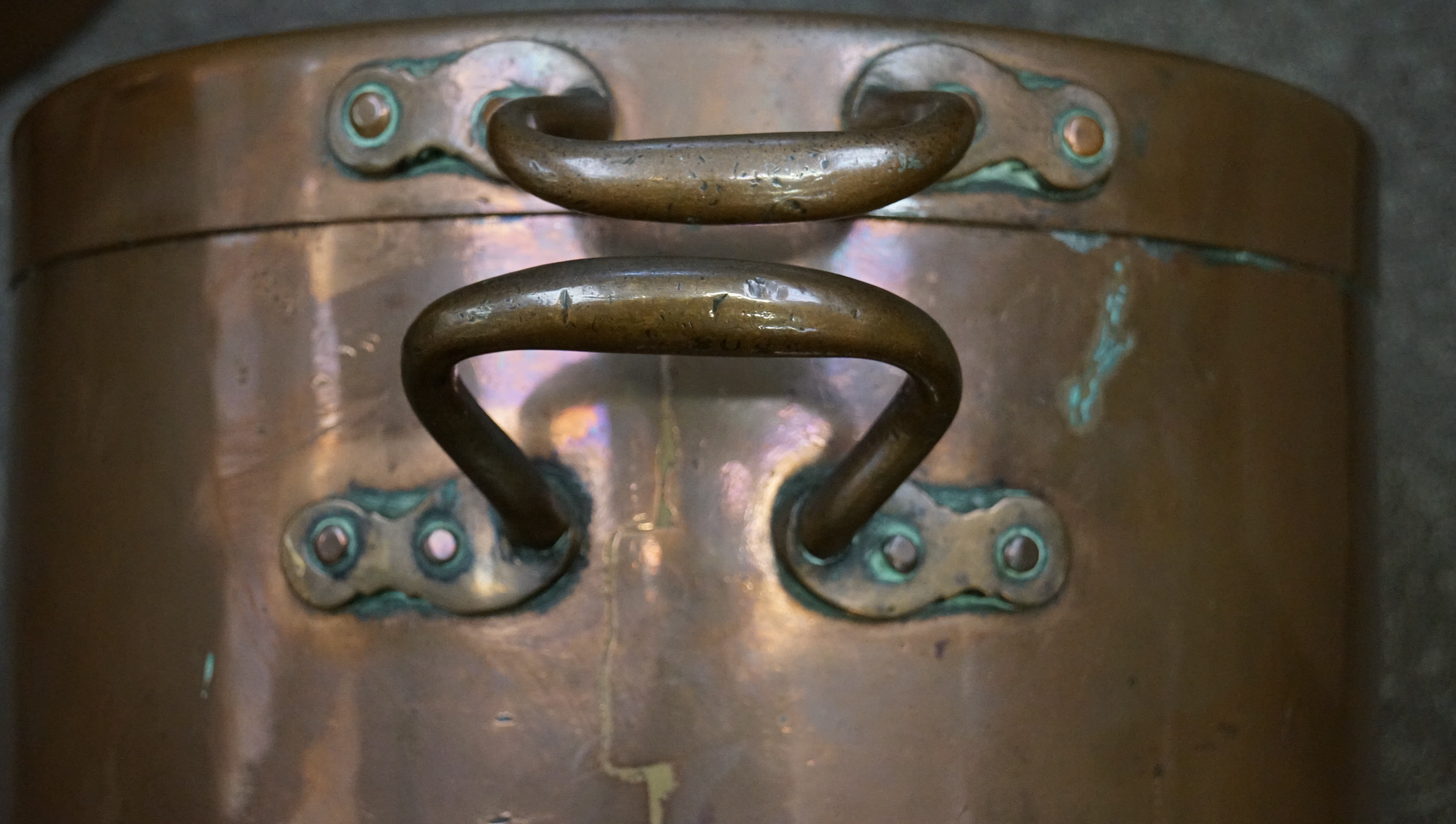 A large late 19th/early 20th century copper liquid vessel, with tap to one side, - Image 5 of 9