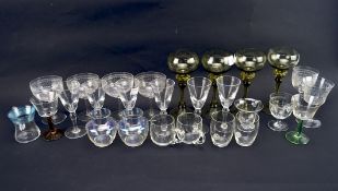 An assortment of glassware, including a set of six Rothschild club glasses,