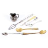 A collection of silverware, to include a late Victorian silver cream jug,