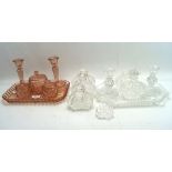 Two vintage glass dressing table sets,