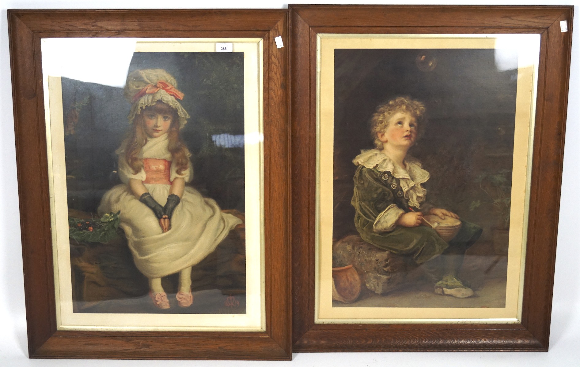 Two Pears Soap framed and glazed prints, one depicting a boy blowing bubbles,