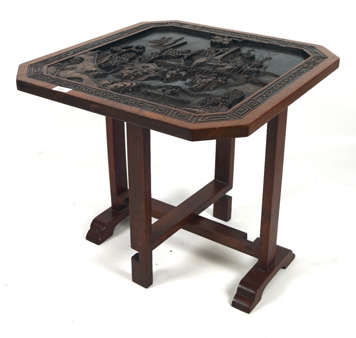 A 20th century Chinese style wooden gateleg table,