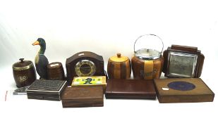 A collection of various wooden boxes and related wares,