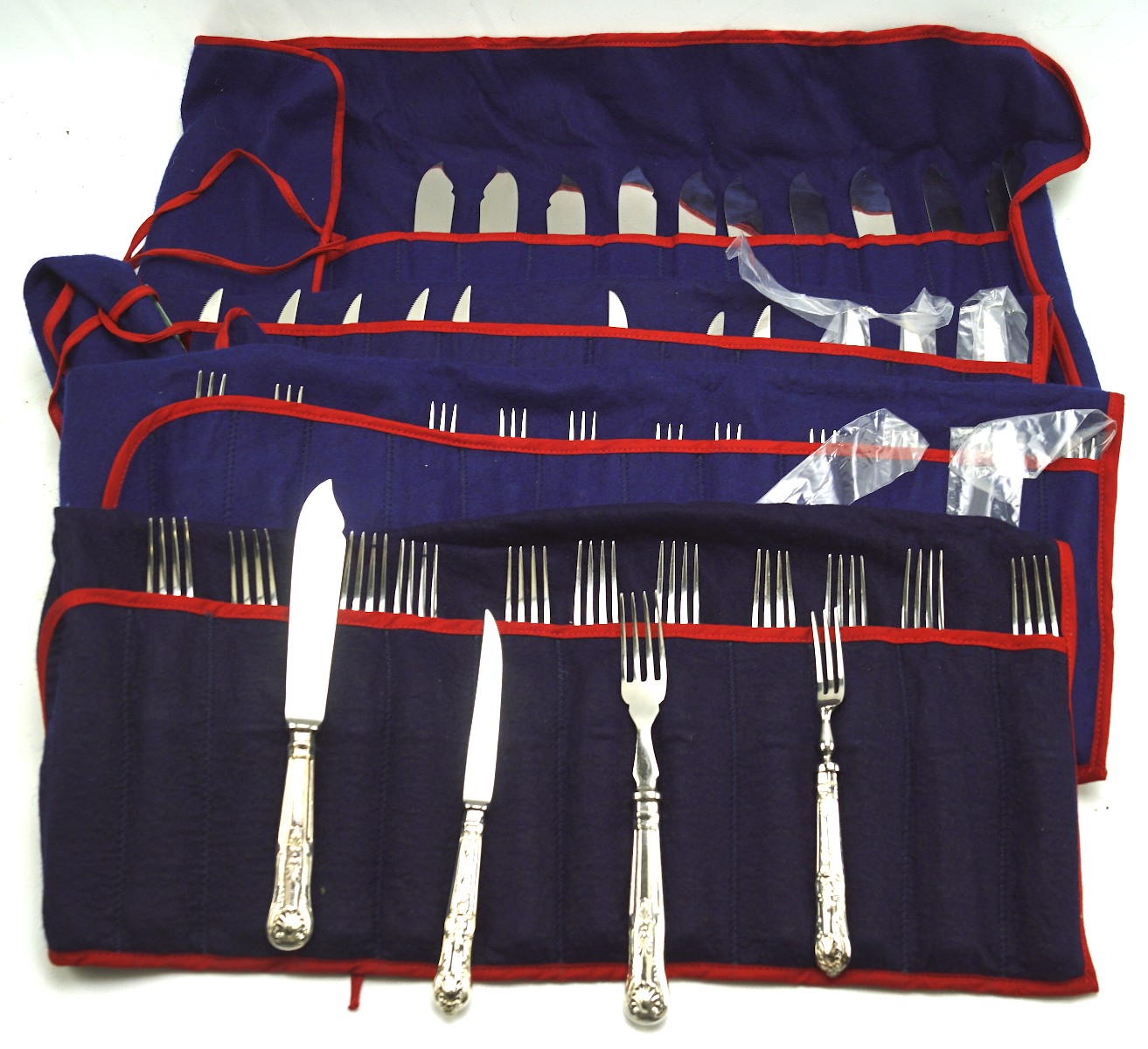 A selection of silver handled flatware, 20th century,