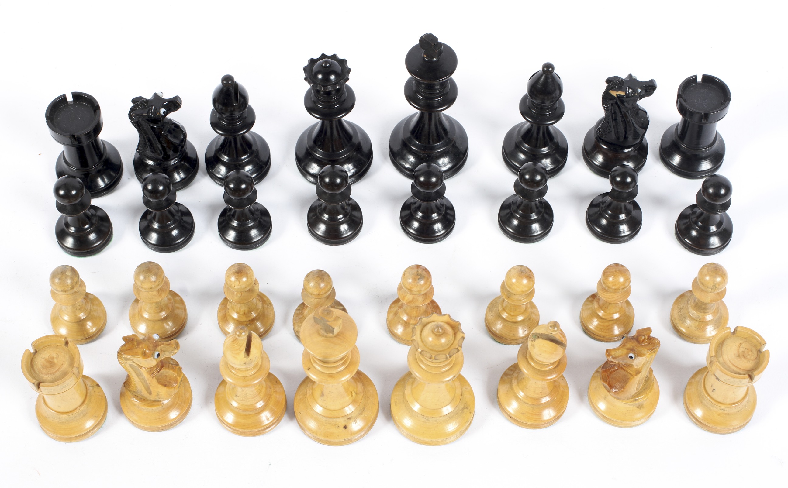 A 20th century Staunton style wooden chess set,