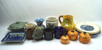 An assortment of 20th century ceramics, including Poole pottery plates,