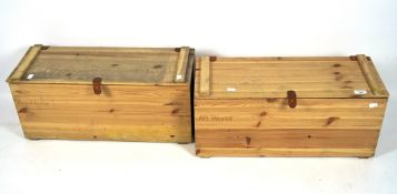 Two pine boxes containing tools and DIY materials, the majority in the original packaging,