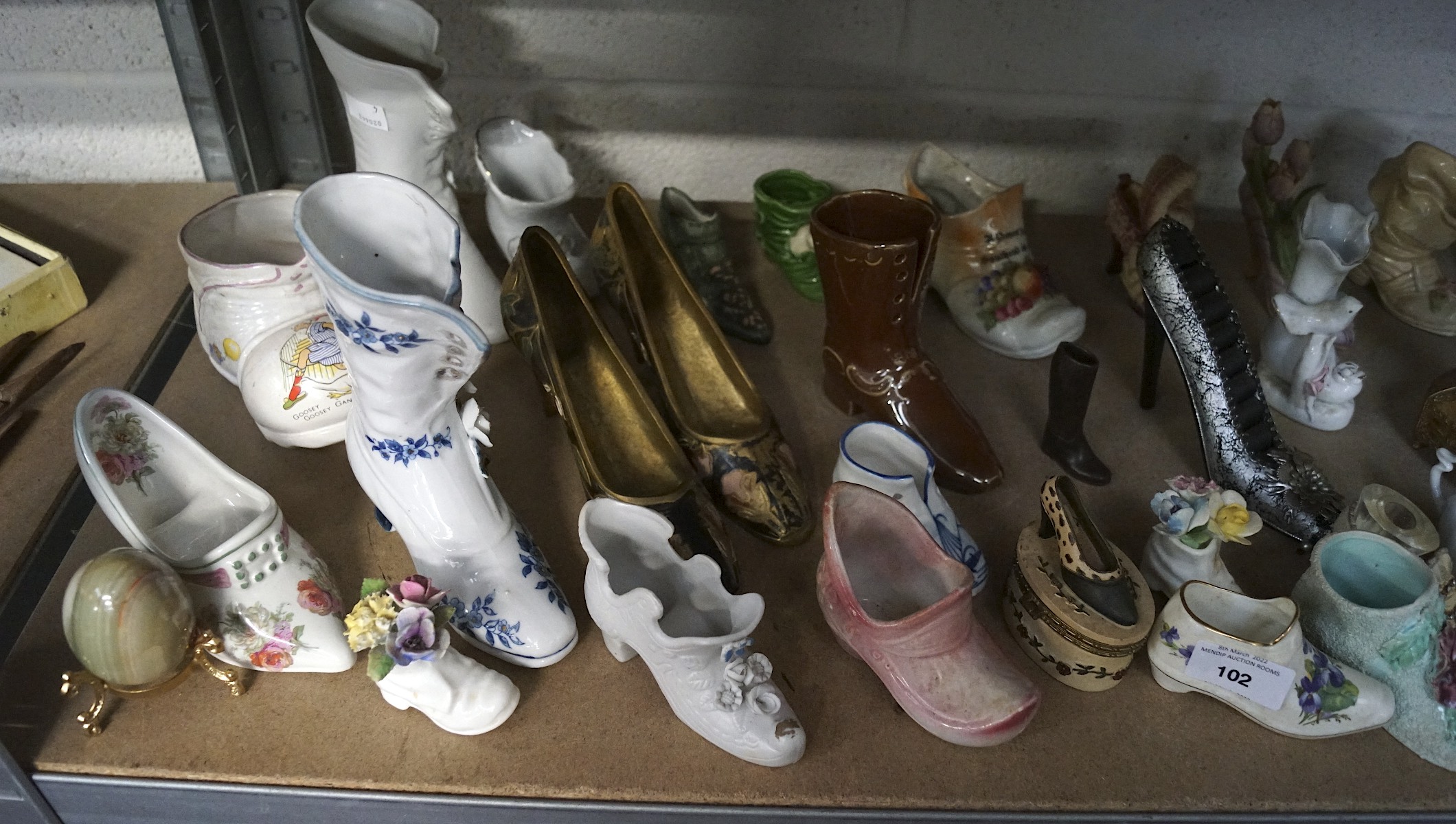 A large collection of ceramic and pottery shoe and boot ornaments, - Image 3 of 5