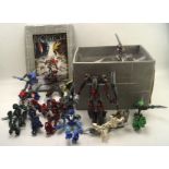 A collection of Lego bionicles,