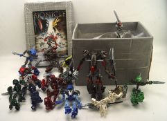 A collection of Lego bionicles,