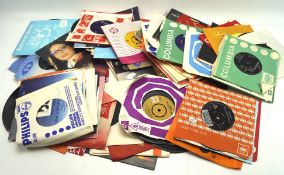 A collection of 45 RPM records,