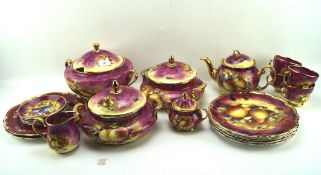 A Marquis Royal Worcester style part tea and dinner service, all with gilt details,