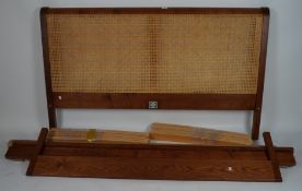 A Cotswold Caners king size bed frame with rattan headboard, with slats, height 101cm,