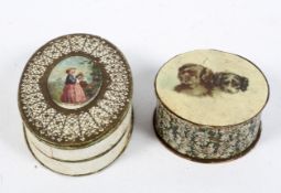 Two Edwardian paper chocolate boxes, one a Cadbury's example of circular form,