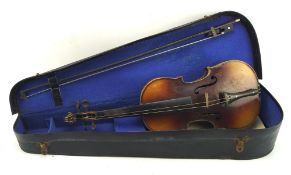 A Czechoslovakian vintage violin, bearing a label for 'Antonius Stradivarius Cremonensis',