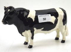 A Beswick Friesian bull, marked 'CH Coddington Hill Bar'