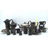 A selection of silver plated wares and pewter,