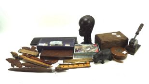 An assortment of treen and collectables,