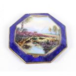 An early 20th century enamel compact, of octagonal form,