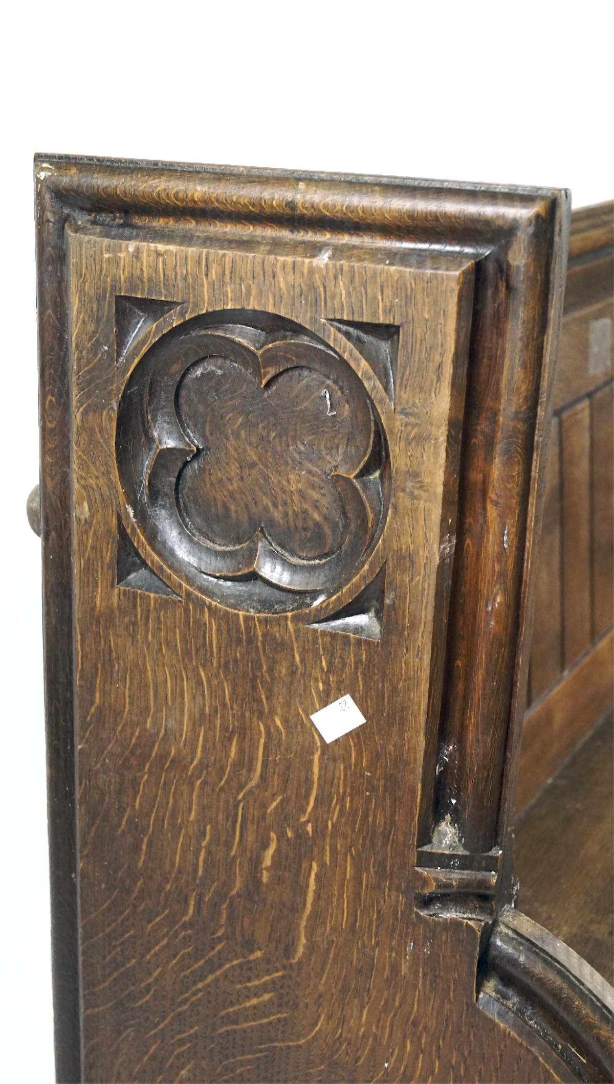 A 19th century oak pew, - Image 2 of 2