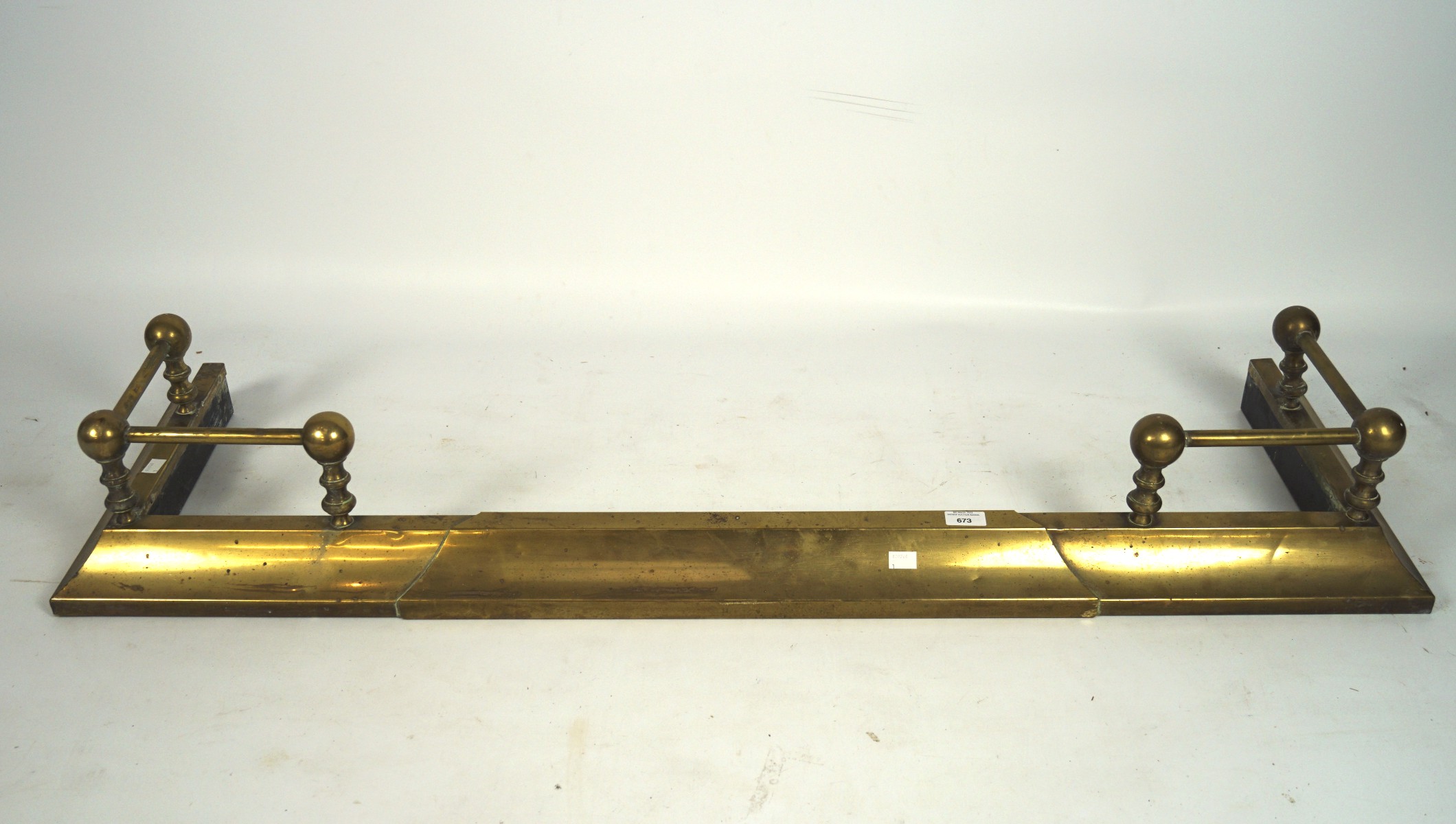 A late 19th/early 20th century brass fender of profiled form, - Image 2 of 2