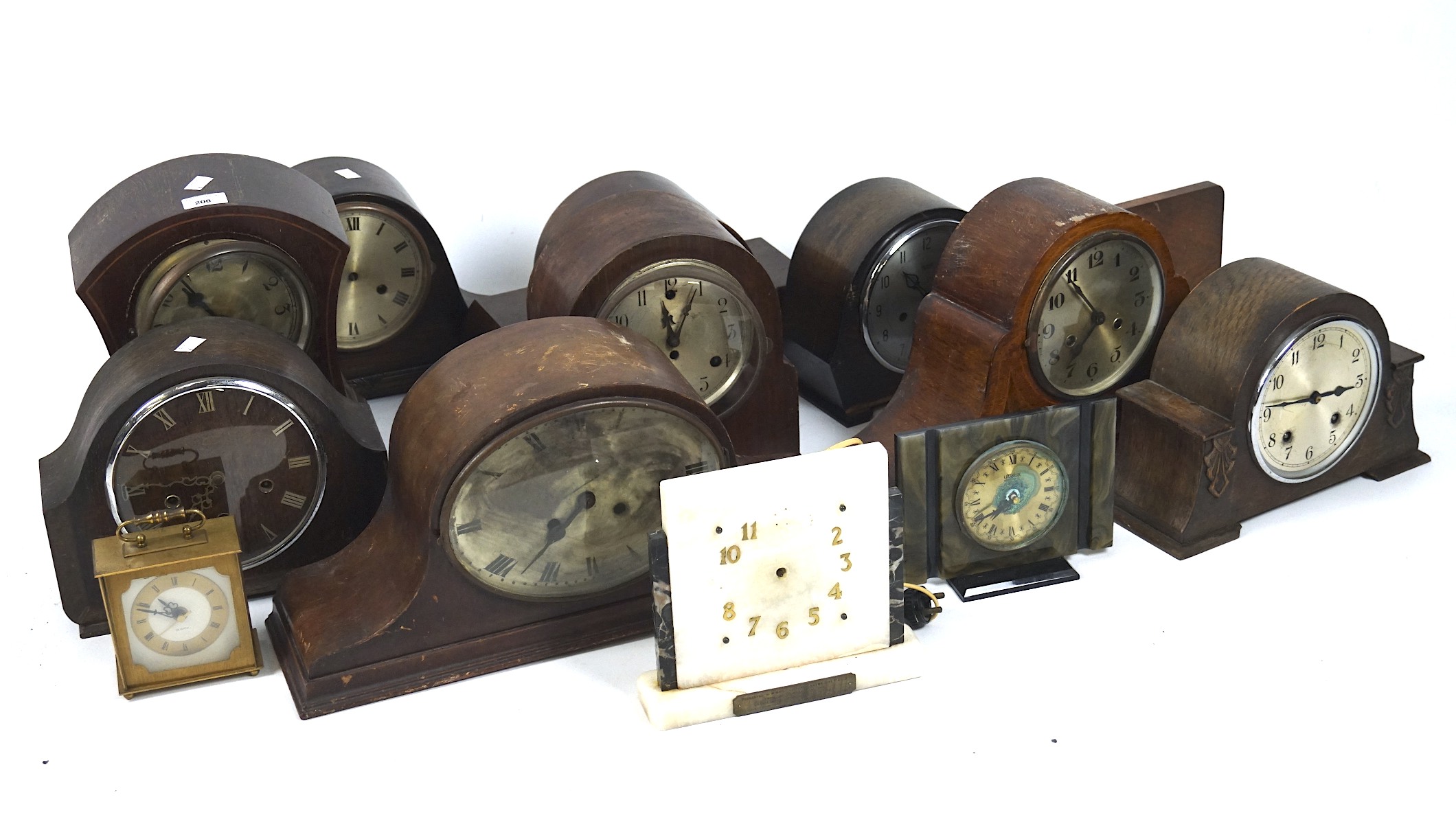 A large selection of 20th century mantle clocks,