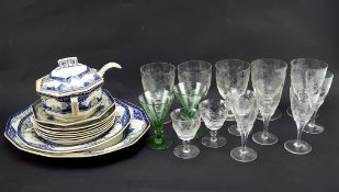 A Royal Doulton part dinner service and a selection of drinking glasses,