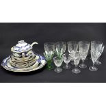 A Royal Doulton part dinner service and a selection of drinking glasses,