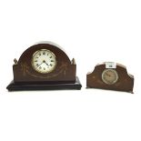 Two early/mid 20th century mahogany veneered and inlaid mantle clocks,