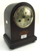 A 20th century stained wood dome topped mantle clock,