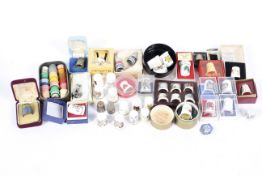 A collection of assorted thimbles,