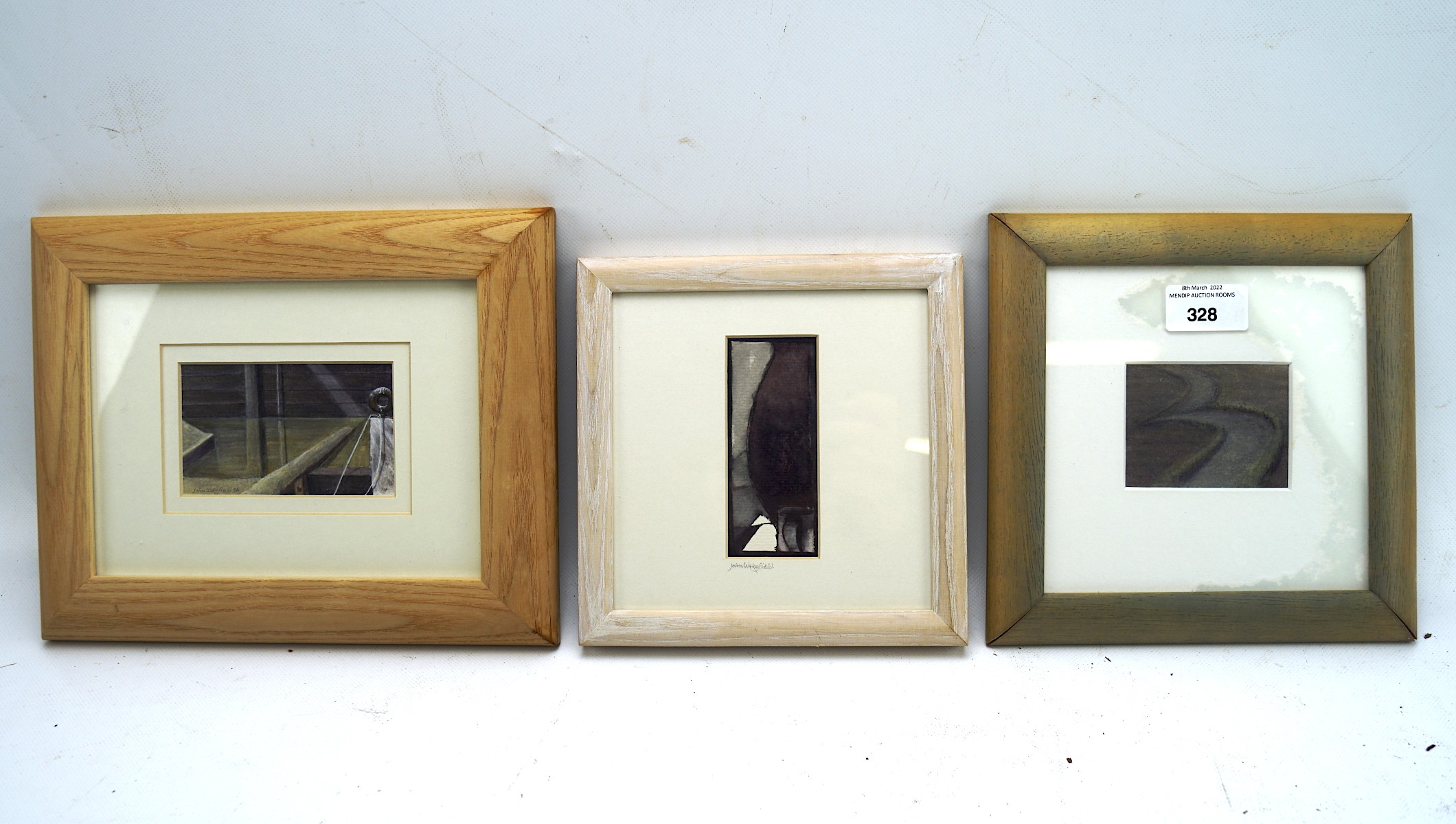 John Wakefield, (British, 21st Century School), three watercolours in a muted palette,