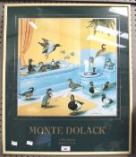 Monte Dolack, a 1980s novelty print depicting ducks in a bathroom, titled Suburban Refuge,