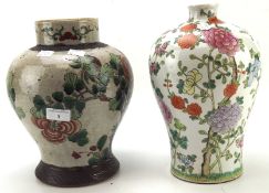 Two 19th/20th century Chinese lamp bases, one converted from a vase and the other a ginger jar,