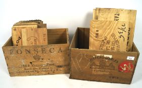 A quantity of wooden wine box panels,