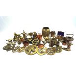 A selection of brass and copper,