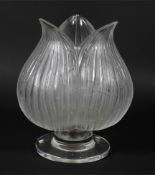A Lalique bud-shaped candle holder, etched Lalique R/France marks, frosted,