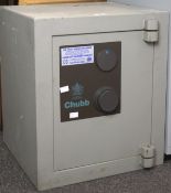 A heavy duty Chubb safe, with two tiered interior, serial no HT2 3R 14 009,