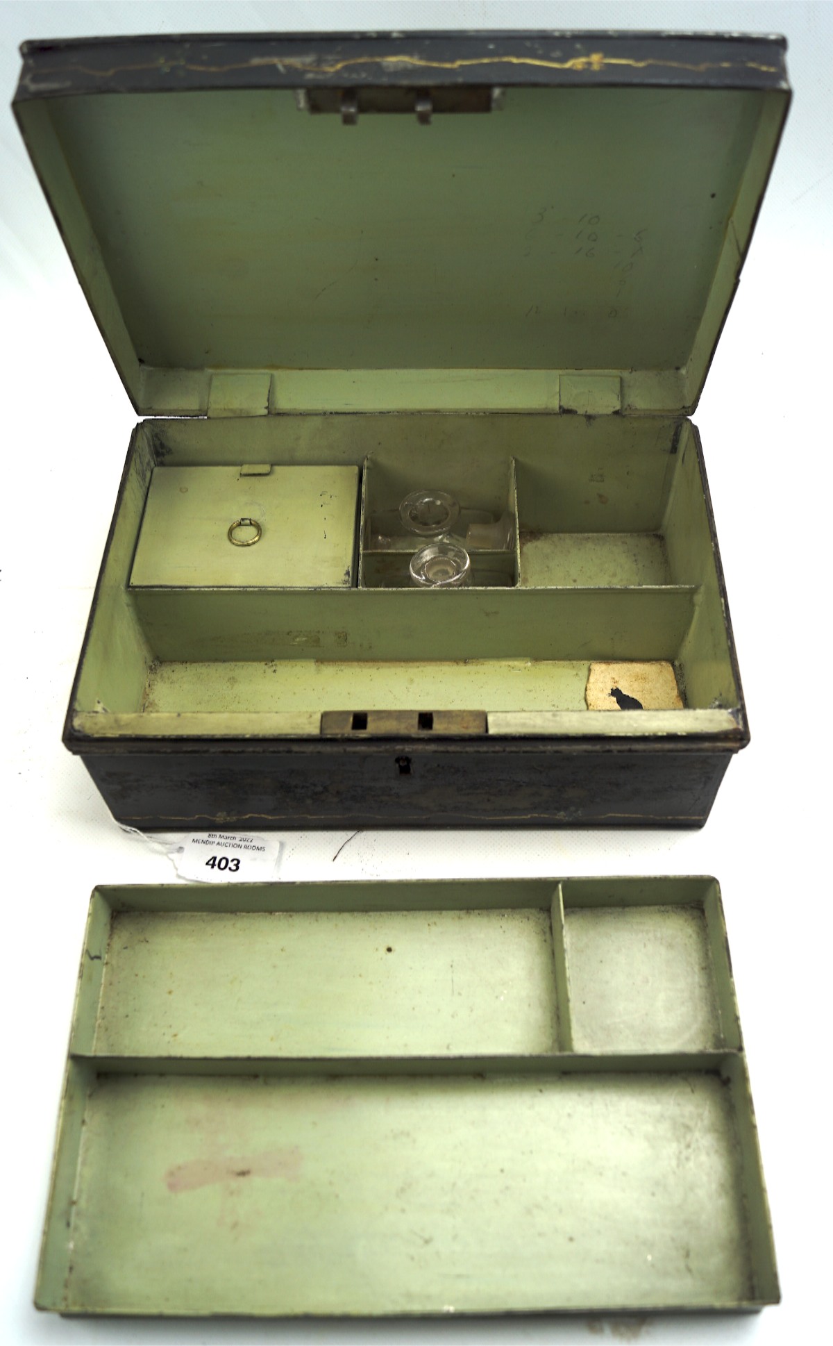An unusual painted metal money storage box, - Image 3 of 3