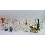 A large collection of drinking glasses and collectables including an inside painted snuffbottle,