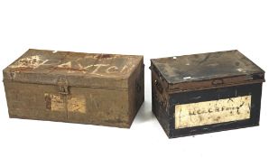 A group of three metal storage crates,