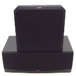 Two contemporary speakers, one being a Sunfire HRS-8 8" powered subwoofer,