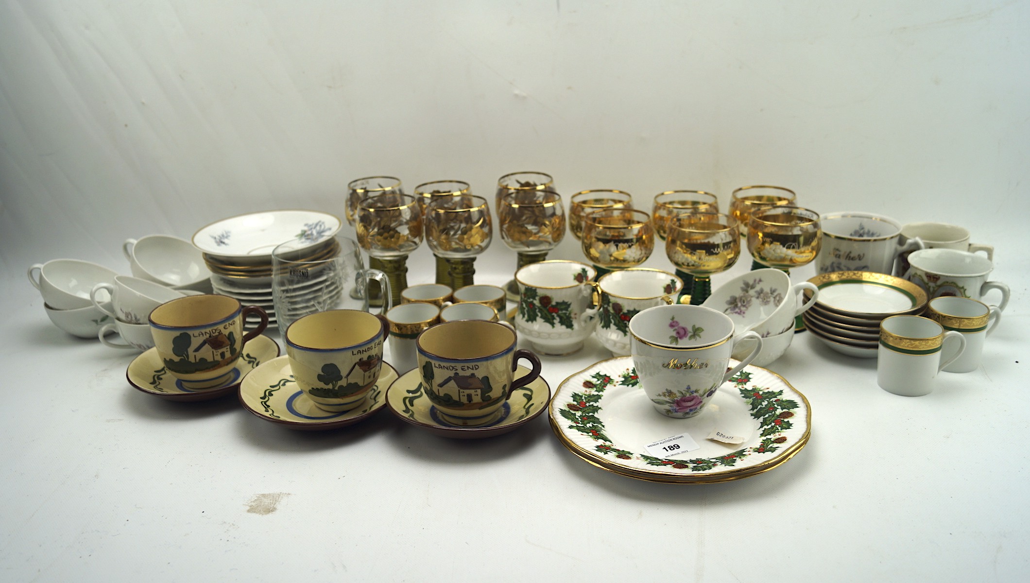 Assorted collectables including wine glasses,