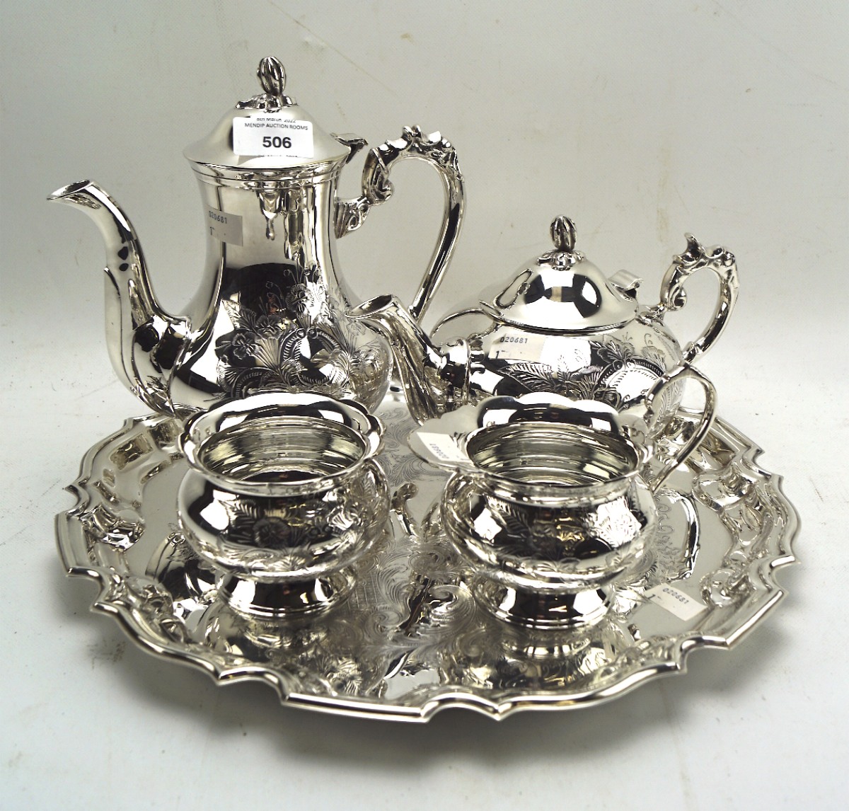 A silver plated tea and coffee set