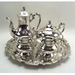 A silver plated tea and coffee set
